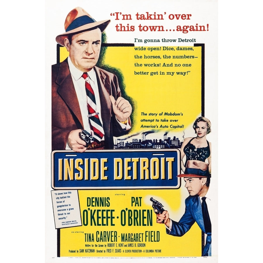 Inside Detroit Us Poster Art From Top: Pat OBrien Tina Carver Dennis OKeefe 1956 Movie Poster Masterprint Image 1