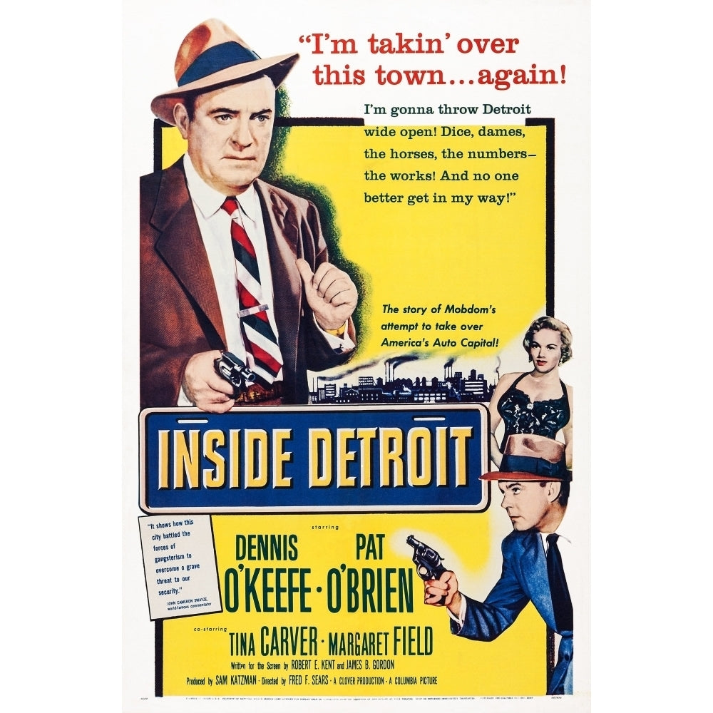 Inside Detroit Us Poster Art From Top: Pat OBrien Tina Carver Dennis OKeefe 1956 Movie Poster Masterprint Image 2