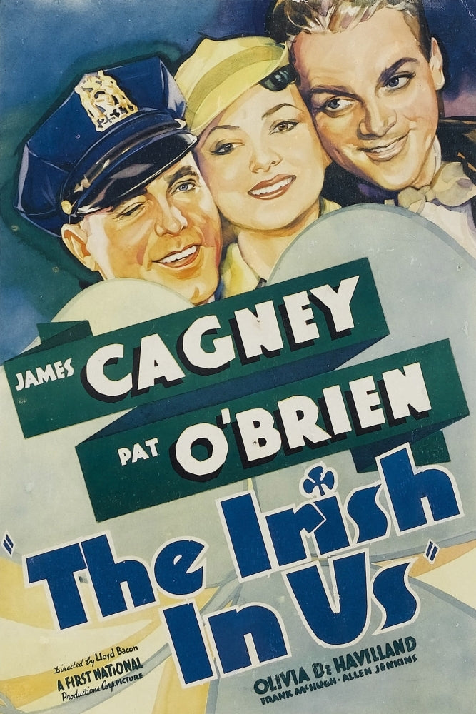 The Irish In Us Pat OBrien Olivia De Havilland James Cagney On Window Card 1935 Movie Poster Masterprint Image 1