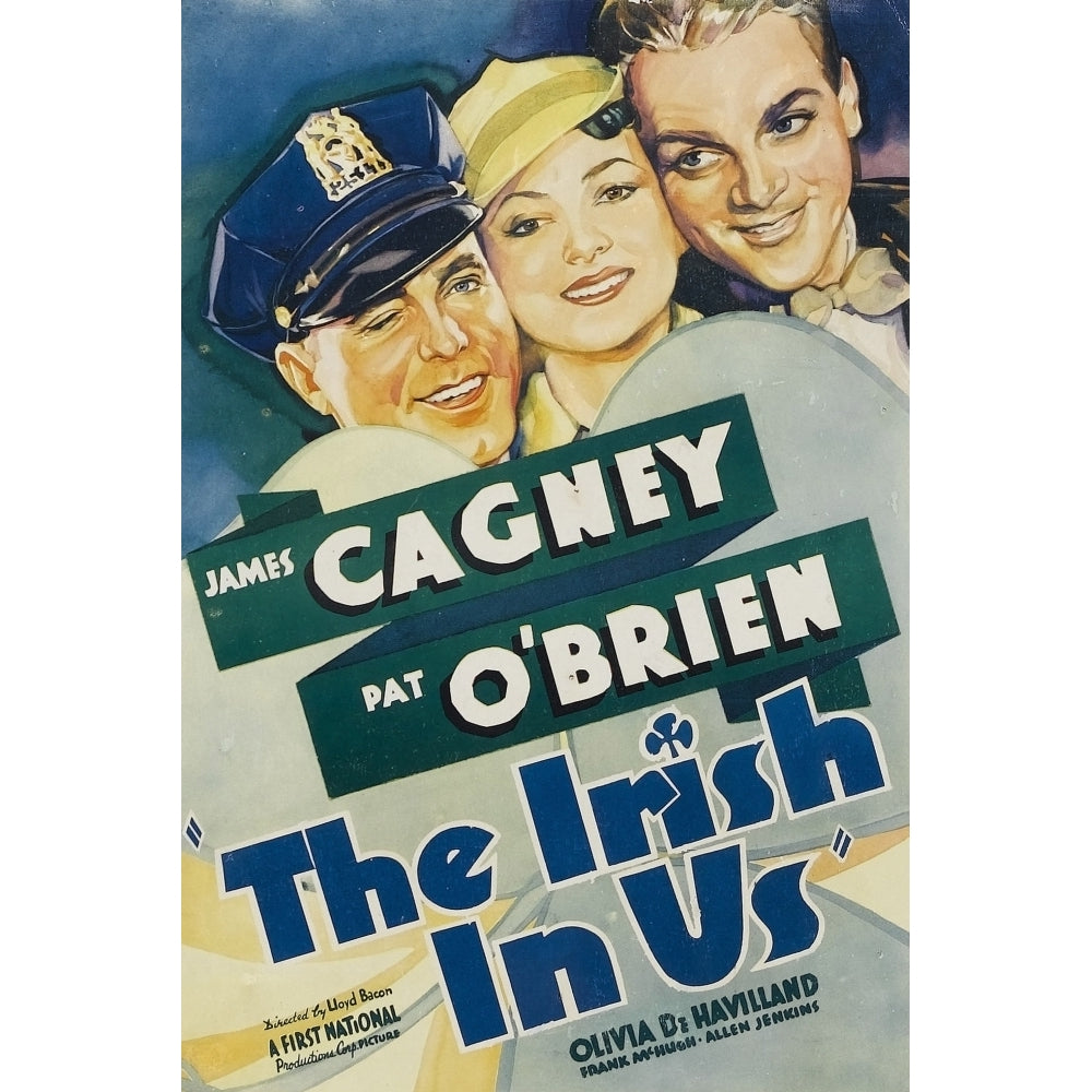 The Irish In Us Pat OBrien Olivia De Havilland James Cagney On Window Card 1935 Movie Poster Masterprint Image 2