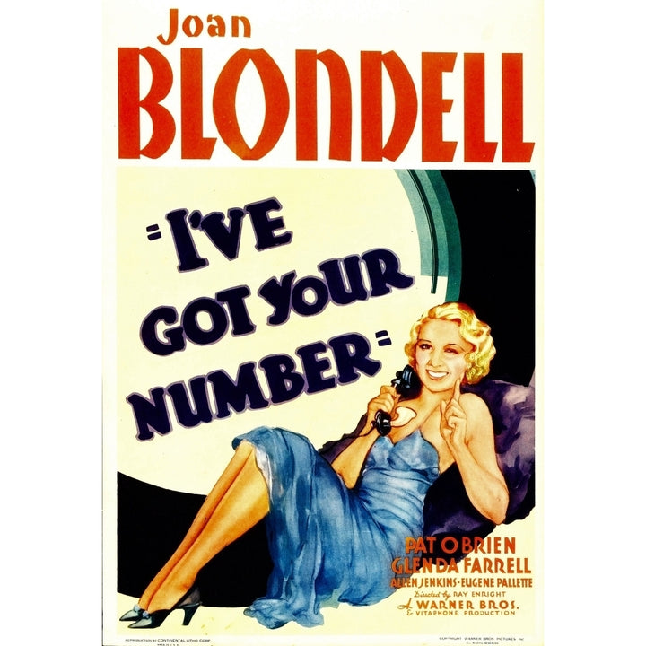 IVe Got Your Number Joan Blondell 1934. Movie Poster Masterprint Image 1