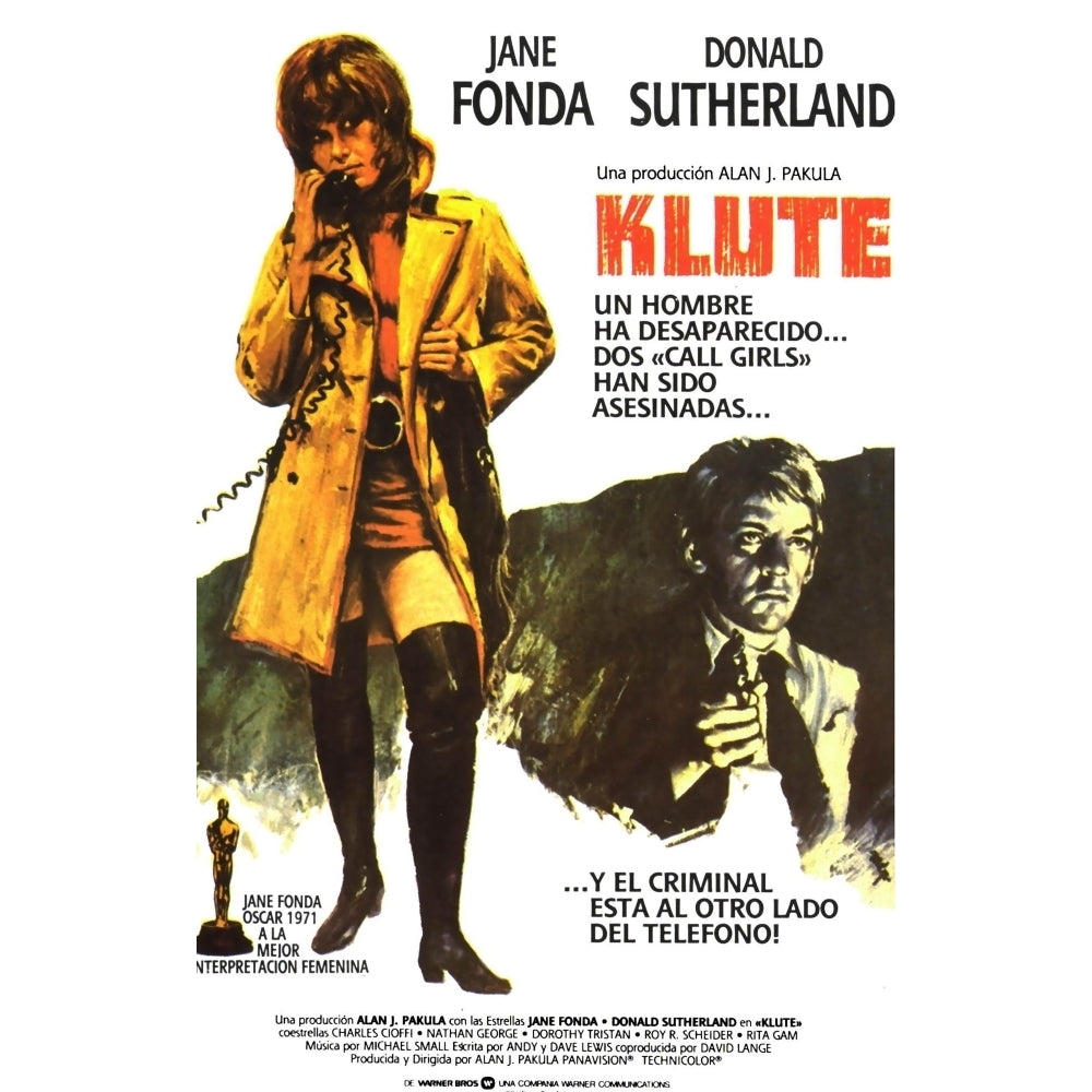 Klute L-R: Jane Fonda Donald Sutherland On Spanish Poster Art 1971 Movie Poster Masterprint Image 2