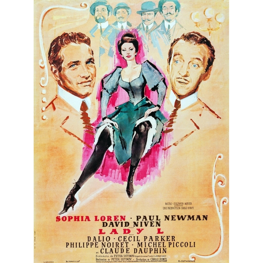 Lady L French Poster From Left: Paul Newman Sophia Loren David Niven 1966 Movie Poster Masterprint Image 2