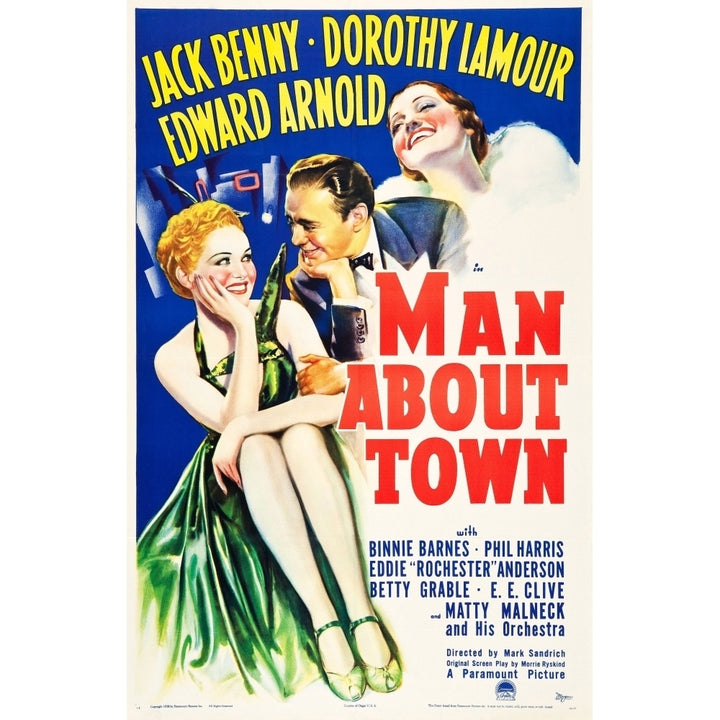 Man About Town Us Poster Art From Left: Betty Grable Jack Benny Dorothy Lamour 1939 Movie Poster Masterprint Image 1