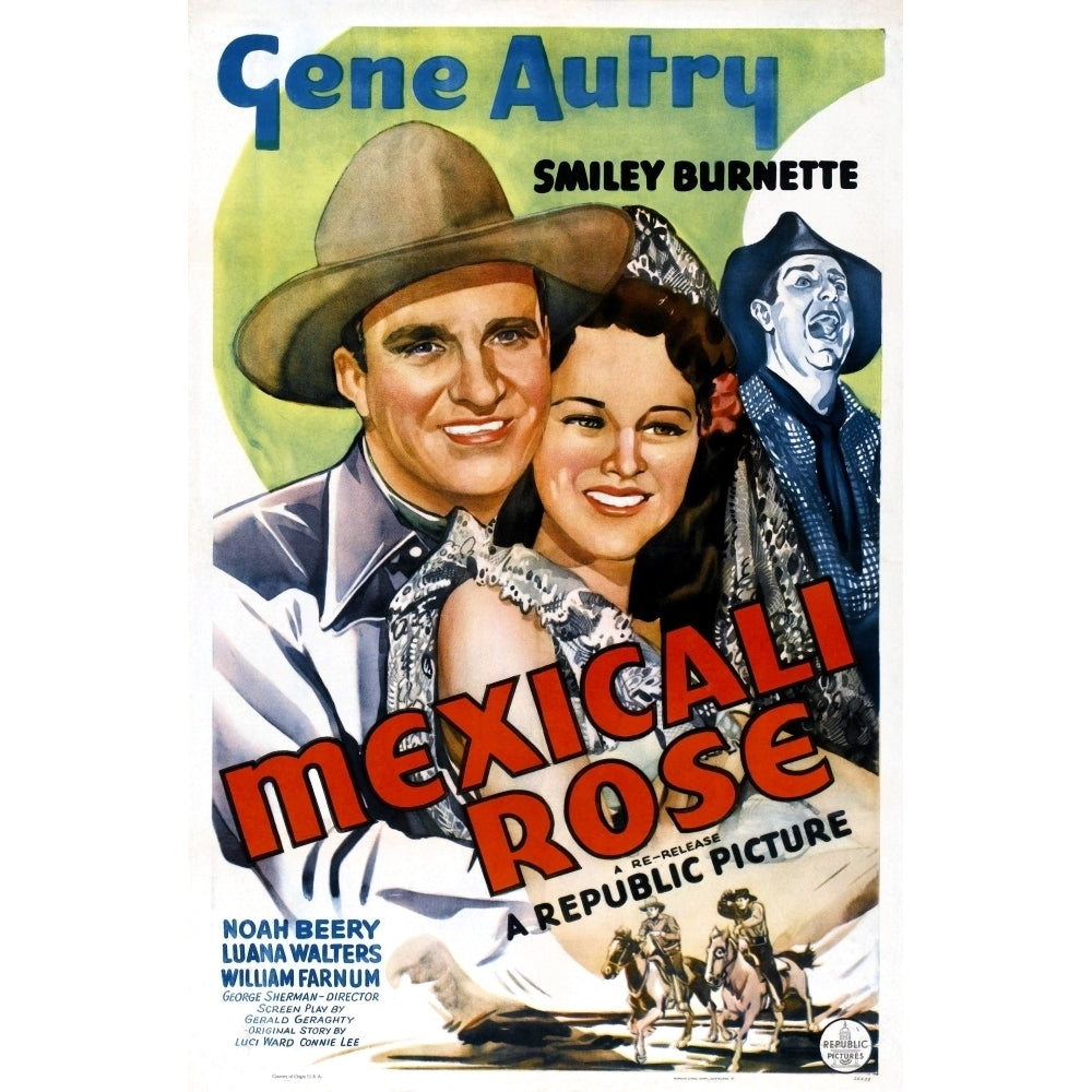 Mexicali Rose Us Poster From Left: Gene Autry Luana Walters Smiley Burnette 1939 Movie Poster Masterprint Image 2