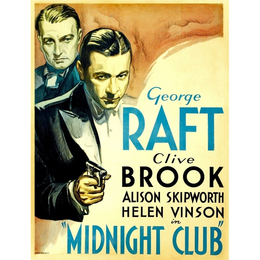 Midnight Club From Left: Clive Brook George Raft 1933. Movie Poster Masterprint Image 1