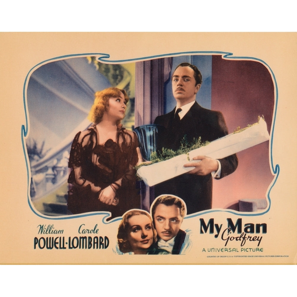 My Man Godfrey Lobbycard From Left: Carole Lombard William Powell 1936 Movie Poster Masterprint Image 2