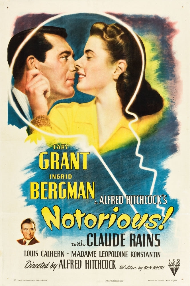 Notorious Cary Grant Ingrid Bergman Claude Rains 1946 Movie Poster Masterprint Image 1