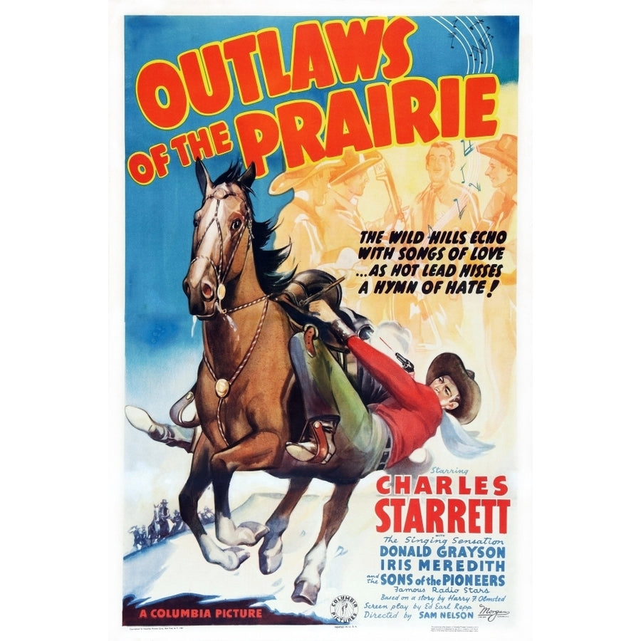 Outlaws Of The Prairie Us Poster Art Charles Starrett 1937 Movie Poster Masterprint Image 1