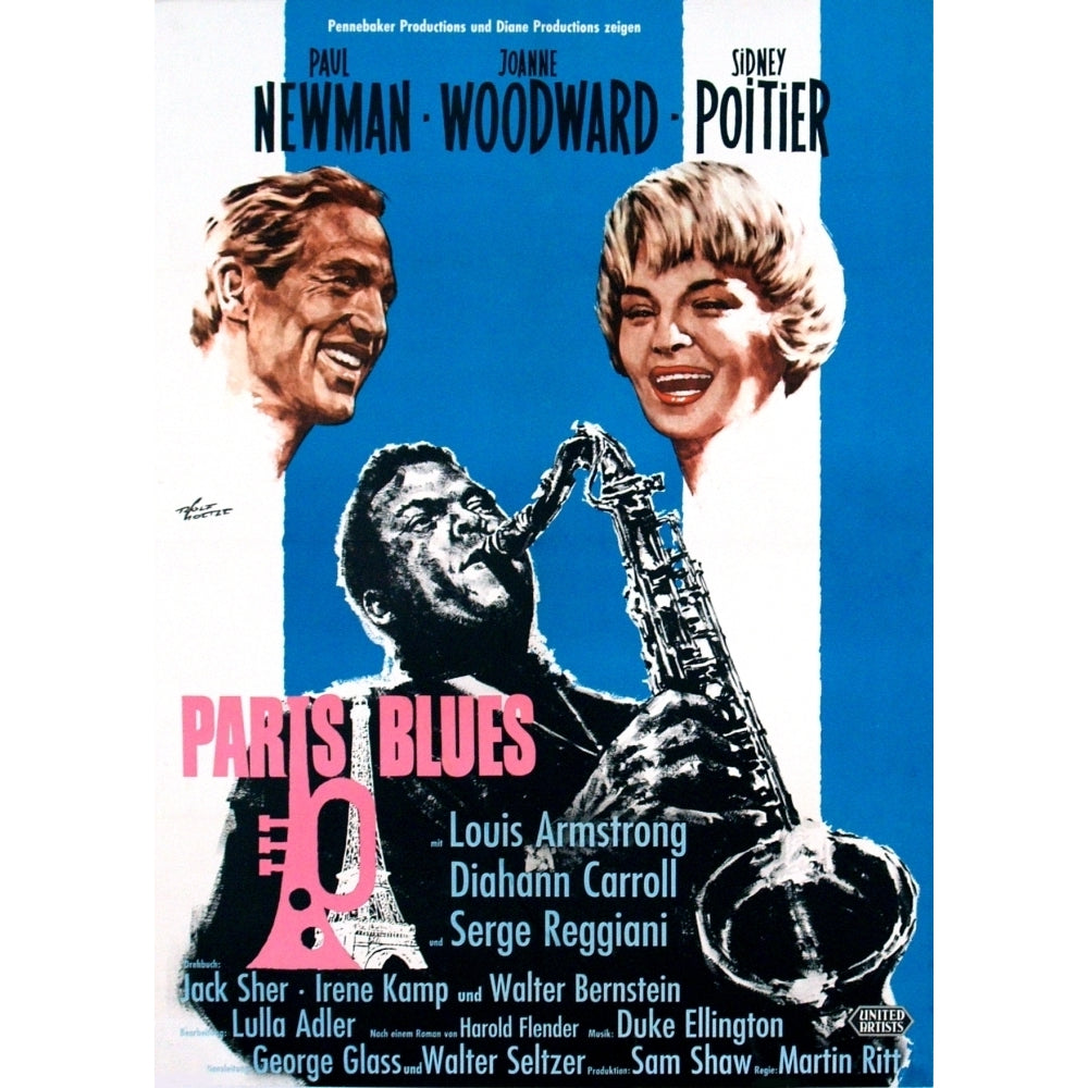 Paris Blues From Left Paul Newman Sidney Poitier Joanne Woodward 1961 Movie Poster Masterprint Image 1