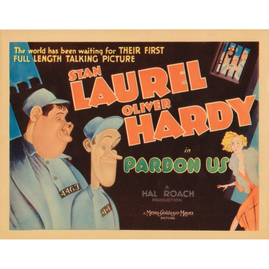 Pardon Us Titlecard Front From Left: Oliver Hardy Stan Laurel 1931 Movie Poster Masterprint Image 1