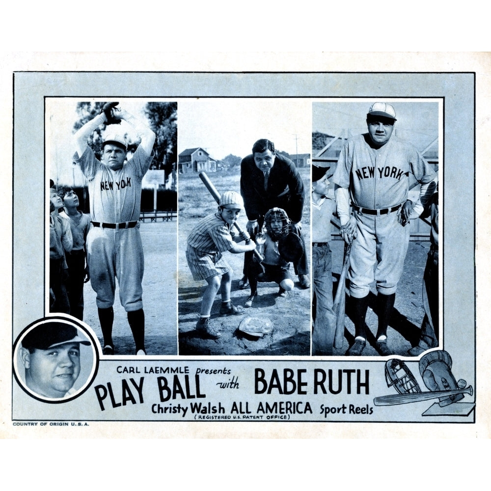 Play Ball With Babe Ruth Babe Ruth 1920 Movie Poster Masterprint Image 1