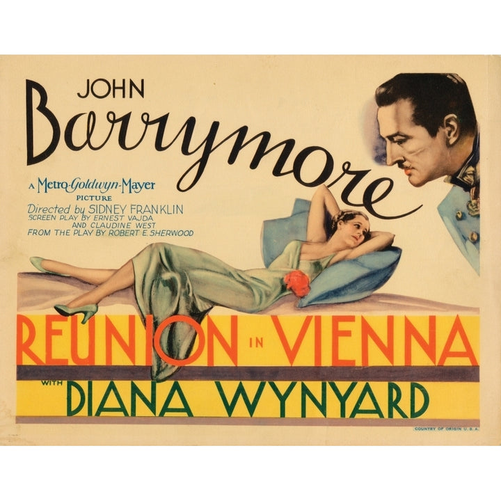 Reunion In Vienna Title Card From Left: Diana Wynyard John Barrymore 1933 Movie Poster Masterprint Image 2