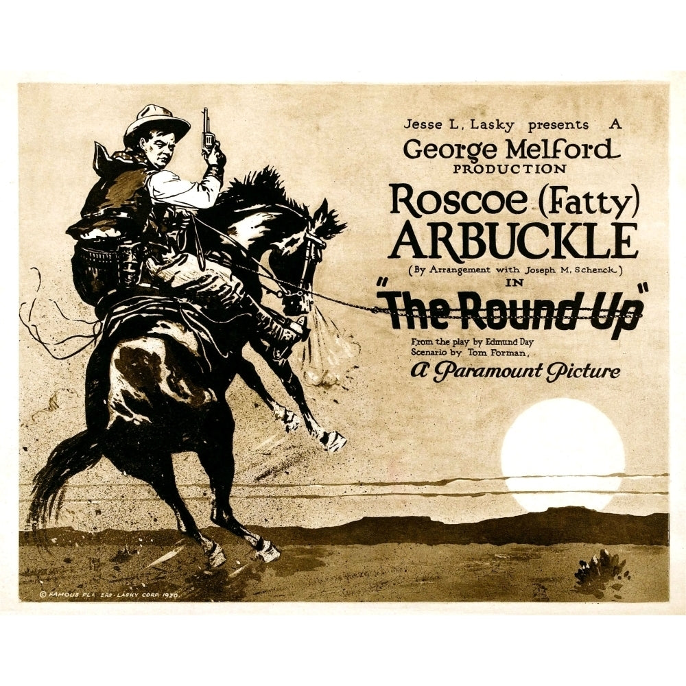 The Round-Up Roscoe Fatty Arbuckle On Title Card To Lobby Card Set 1920. Movie Poster Masterprint Image 1