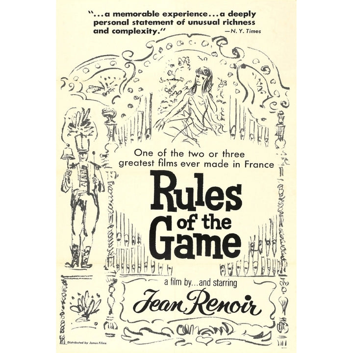 The Rules Of The Game Us Re-Release Poster Art 1939 Movie Poster Masterprint Image 2