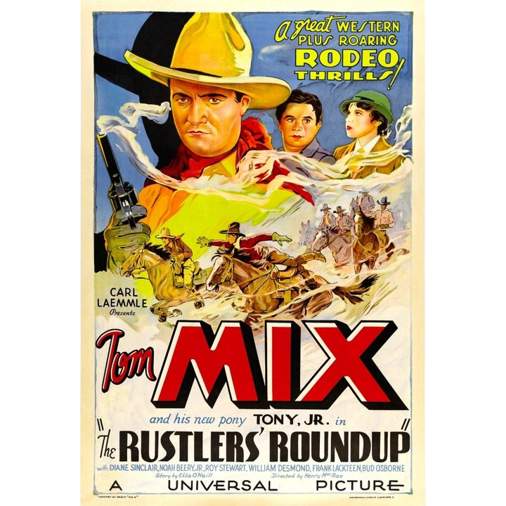 Rustlers Roundup Top From Left: Tom Mix Noah Beery Jr. Diane Sinclair 1933. Movie Poster Masterprint Image 1