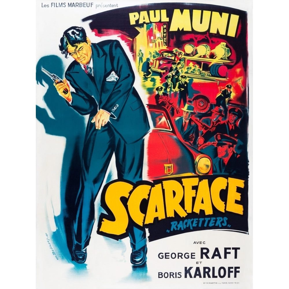 Scarface Paul Muni On French Poster Art 1932. Movie Poster Masterprint Image 2