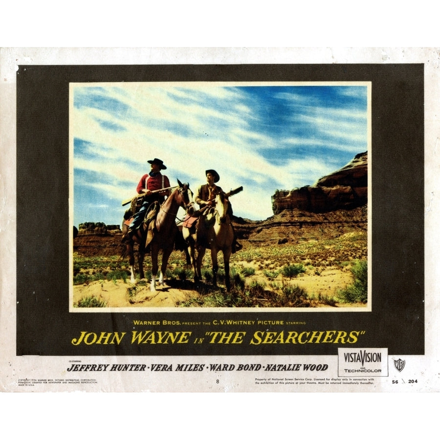 The Searchers From Left John Wayne Jeffrey Hunter 1956 Poster Print Image 1