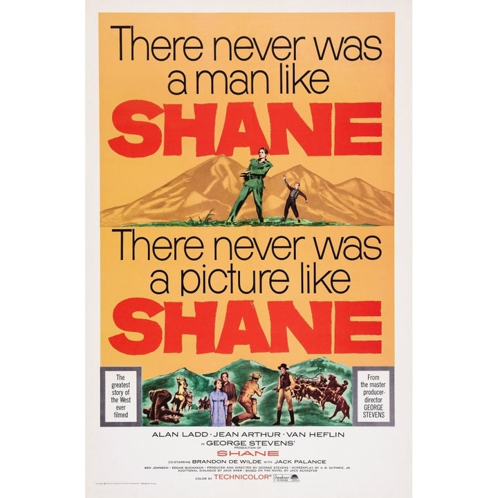 Shane Us Poster Art Top From Left: Alan Ladd Brandon De Wilde 1953. Movie Poster Masterprint Image 1