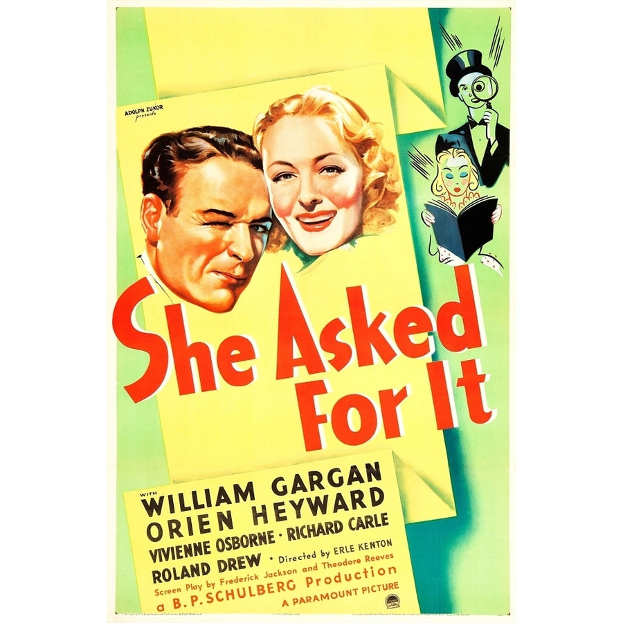 She Asked For It Us Poster Art Heads From Left: William Gargan Orien Heyward 1937 Movie Poster Masterprint Image 1