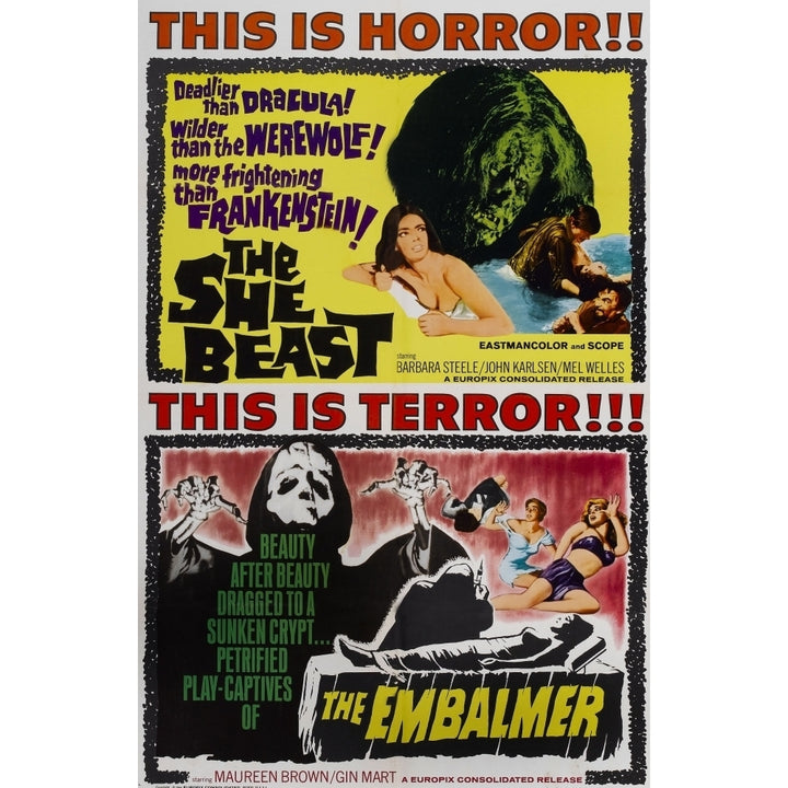 She-Beast On A Double Bill Poster With The Embalmer 1966. Movie Poster Masterprint Image 1