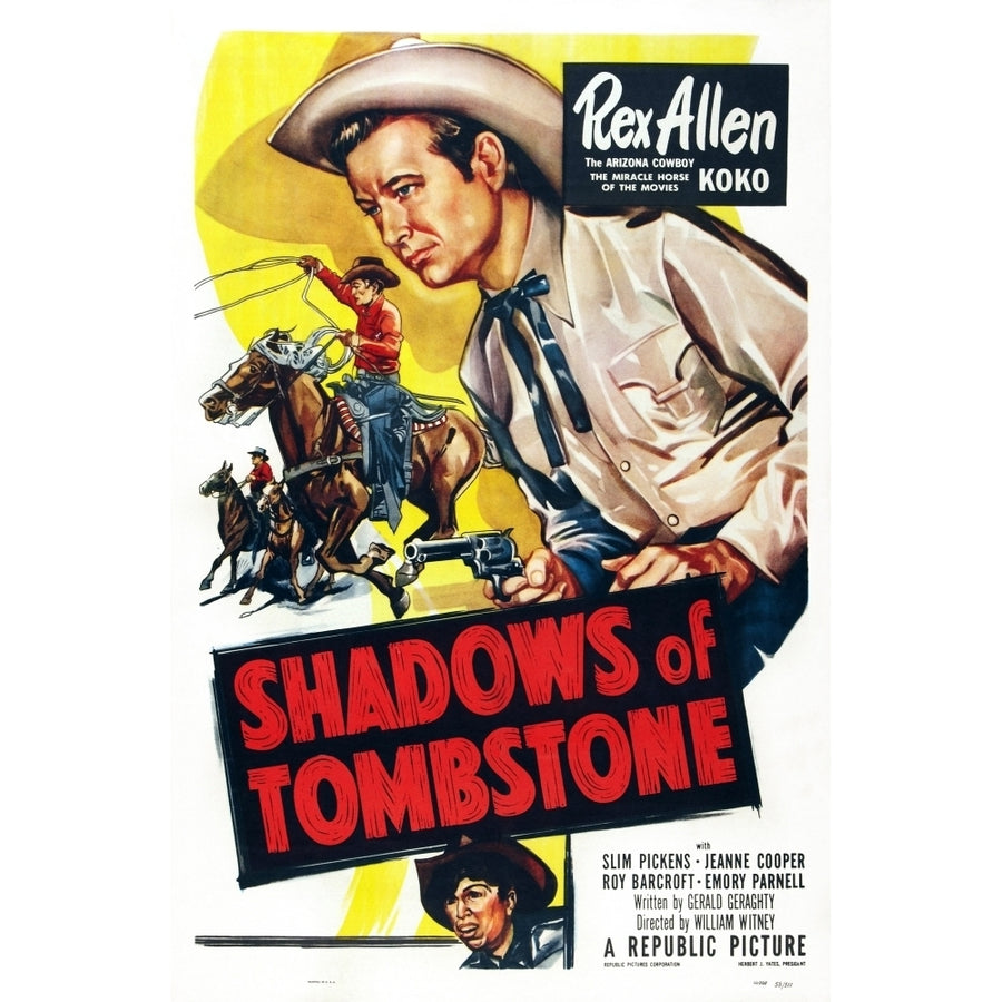 Shadows Of Tombstone Top: Rex Allen With Koko The Horse On Poster Art 1953. Movie Poster Masterprint Image 1