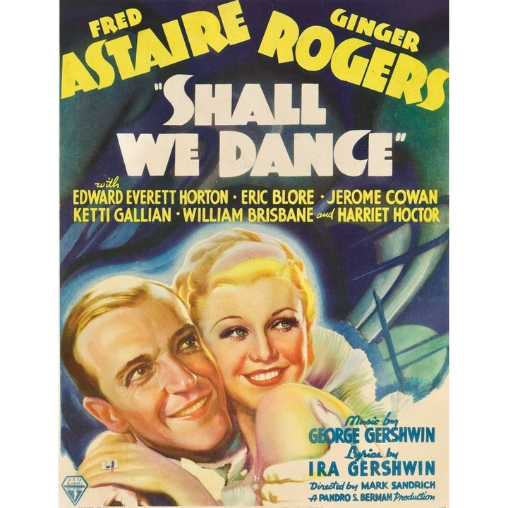 Shall We Dance? From Left: Fred Astaire Ginger Rogers On Window Card 1937 Movie Poster Masterprint Image 2