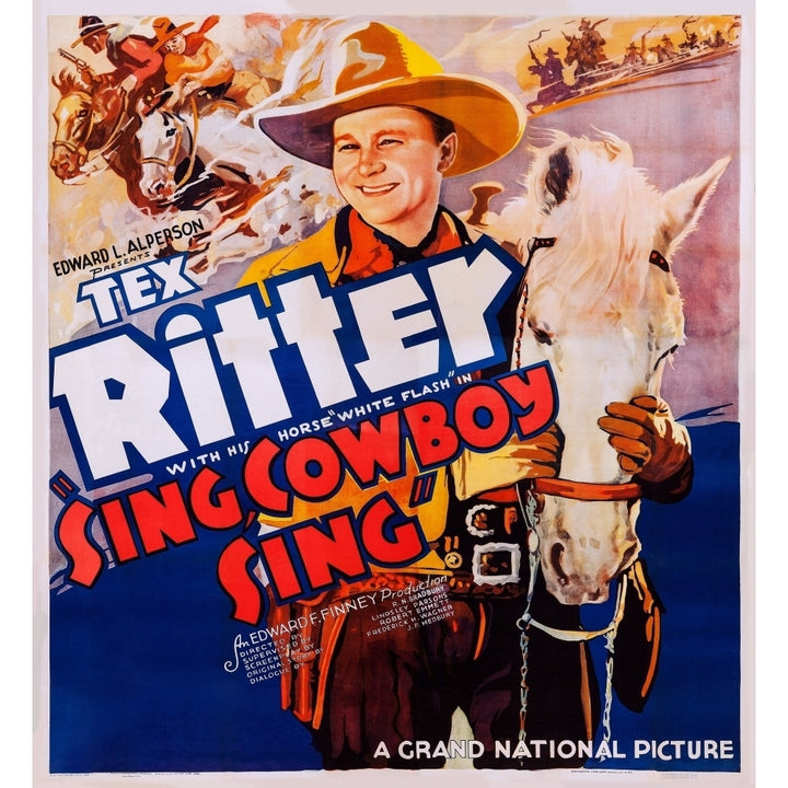 Sing Cowboy Sing Poster Art Tex Ritter 1937. Movie Poster Masterprint Image 2