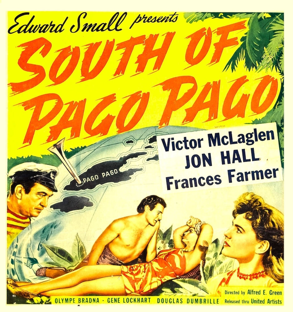 South Of Pago Pago From Left: Victor Mclaglen Frances Farmer On Window Card 1940 Movie Poster Masterprint Image 1