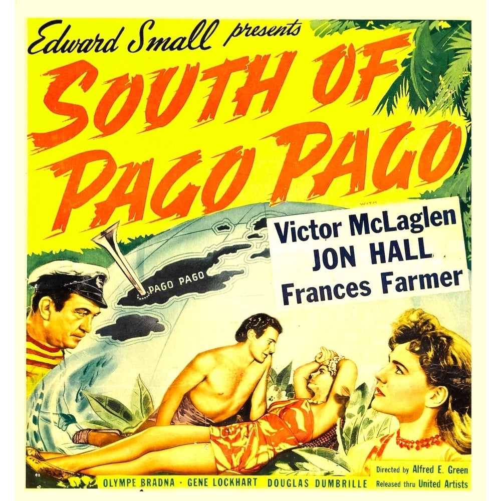 South Of Pago Pago From Left: Victor Mclaglen Frances Farmer On Window Card 1940 Movie Poster Masterprint Image 2