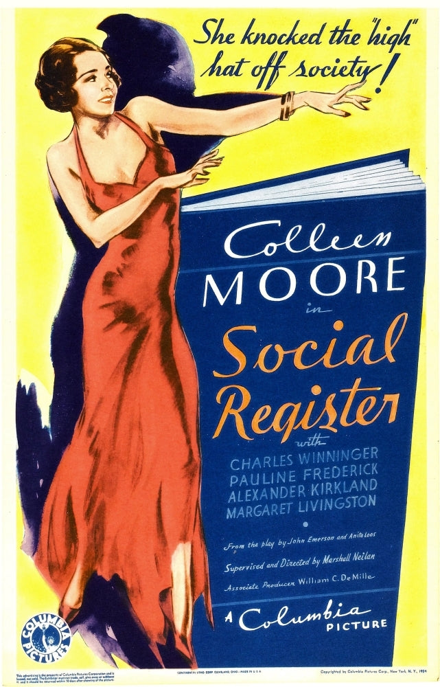 Social Register Colleen Moore On Midget Window Card 1934. Movie Poster Masterprint Image 1