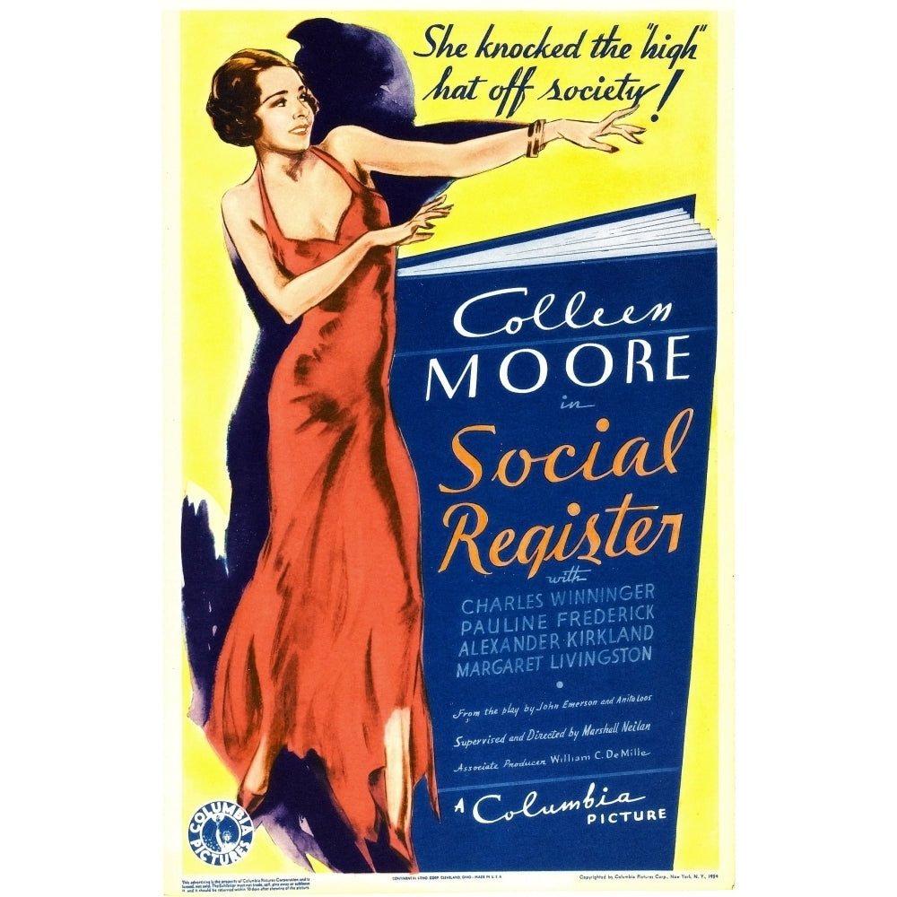 Social Register Colleen Moore On Midget Window Card 1934. Movie Poster Masterprint Image 2