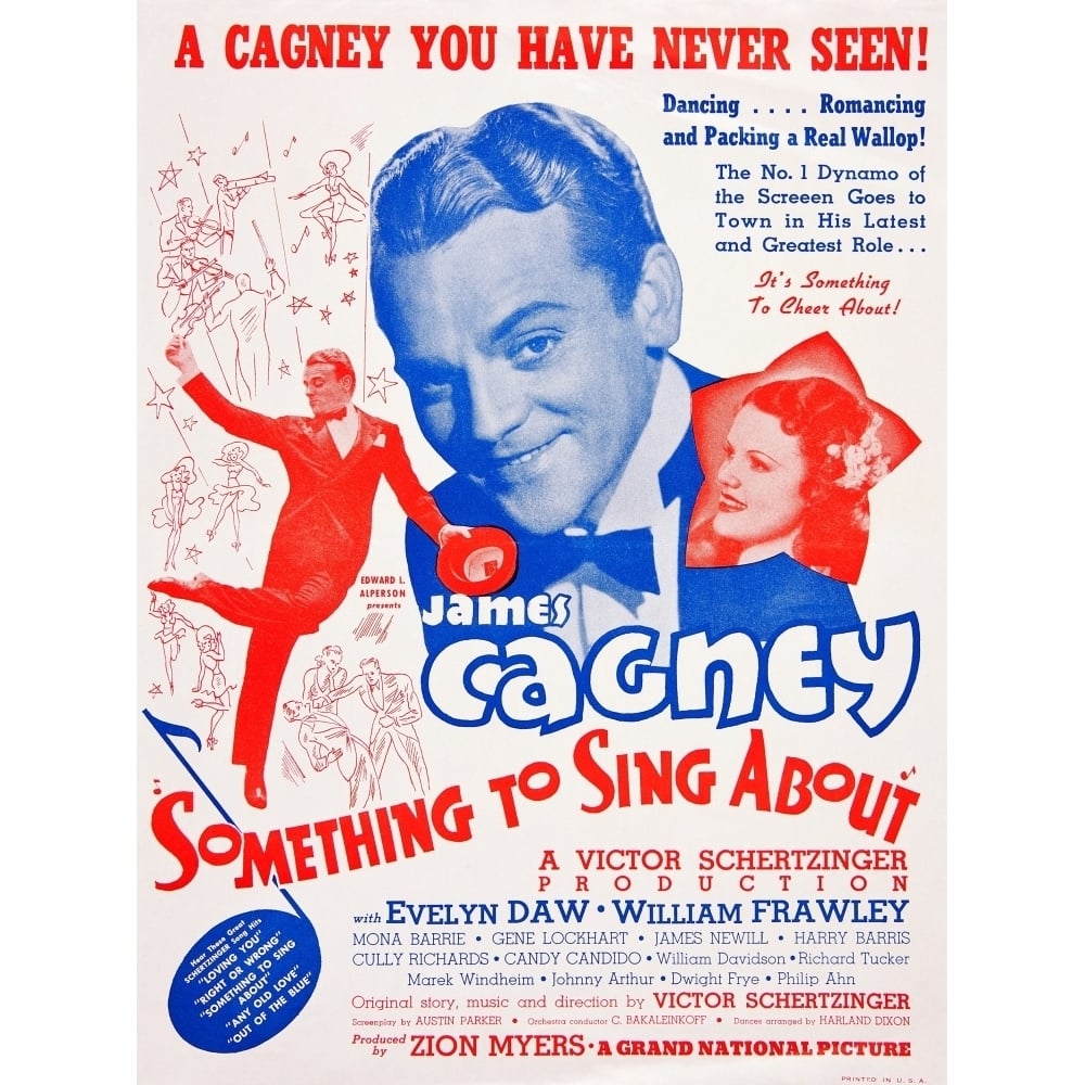 Something To Sing About Us Poster Art From Left: James Cagney Evelyn Daw 1937 Movie Poster Masterprint Image 1