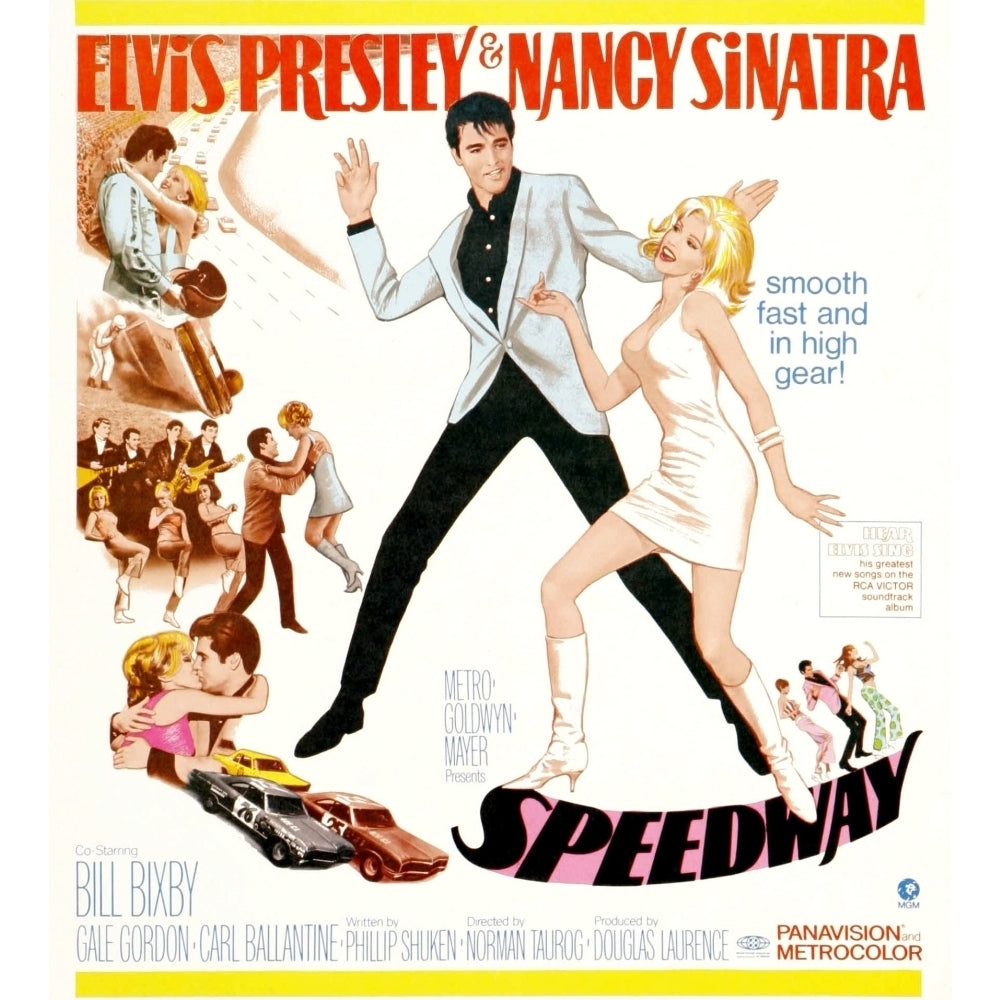 Speedway Full Figure Center From Left: Elvis Presley Nancy Sinatra 1968 Movie Poster Masterprint Image 1