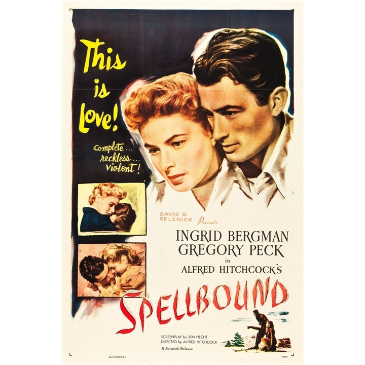 Spellbound L-R: Ingrid Bergman Gregory Peck On Poster Art 1945 Movie Poster Masterprint Image 1