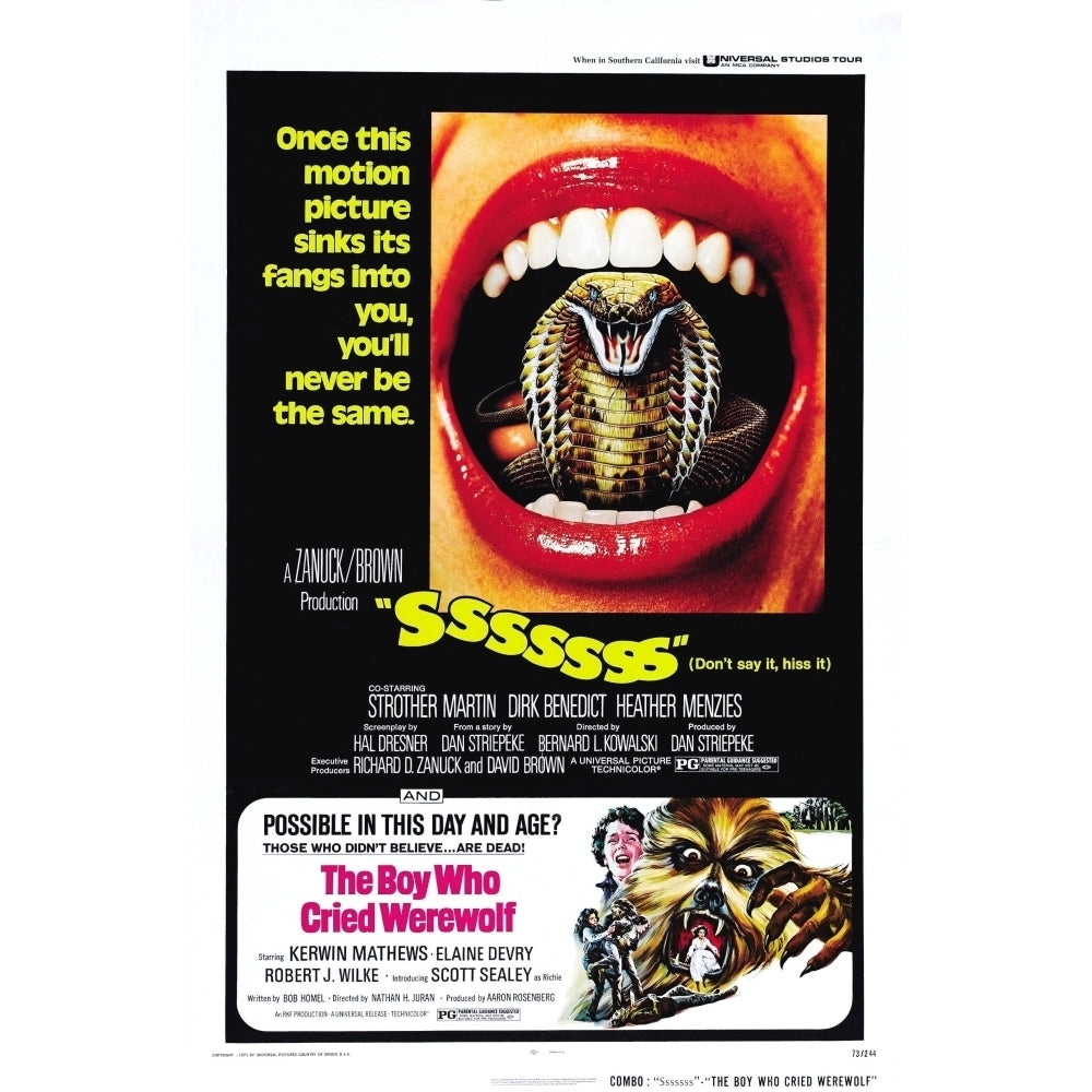 Sssssss And The Boy Who Cried Werewolf Us Poster Double Bill 1973 Movie Poster Masterprint Image 1