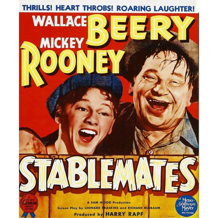 Stablemates From Left: Mickey Rooney Wallace Beery On Window Card 1938 Movie Poster Masterprint Image 1