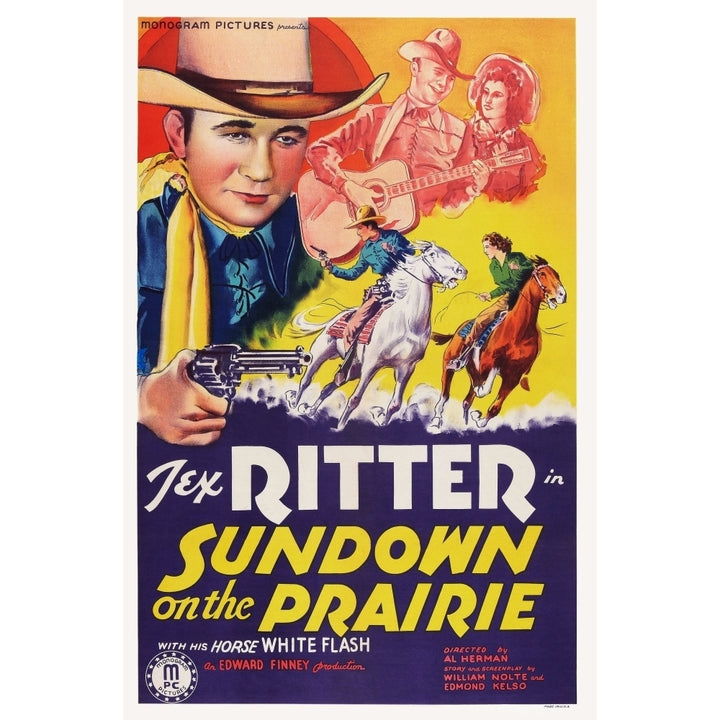 Sundown On The Prairie Us Poster Art Top Left: Tex Ritter 1939 Movie Poster Masterprint Image 2