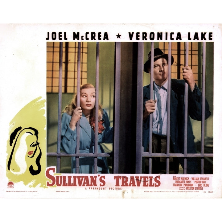 SullivanS Travels From Left Veronica Lake Joel Mccrea 1941 Movie Poster Masterprint Image 1