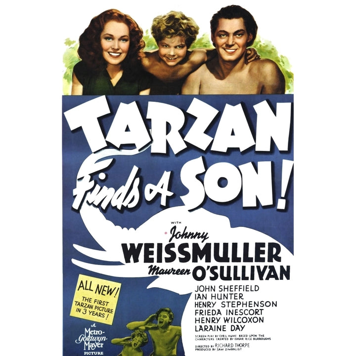 Tarzan Finds A Son! Maureen OSullivan John Sheffield Johnny Weissmuller 1939. Movie Poster Masterprint Image 2