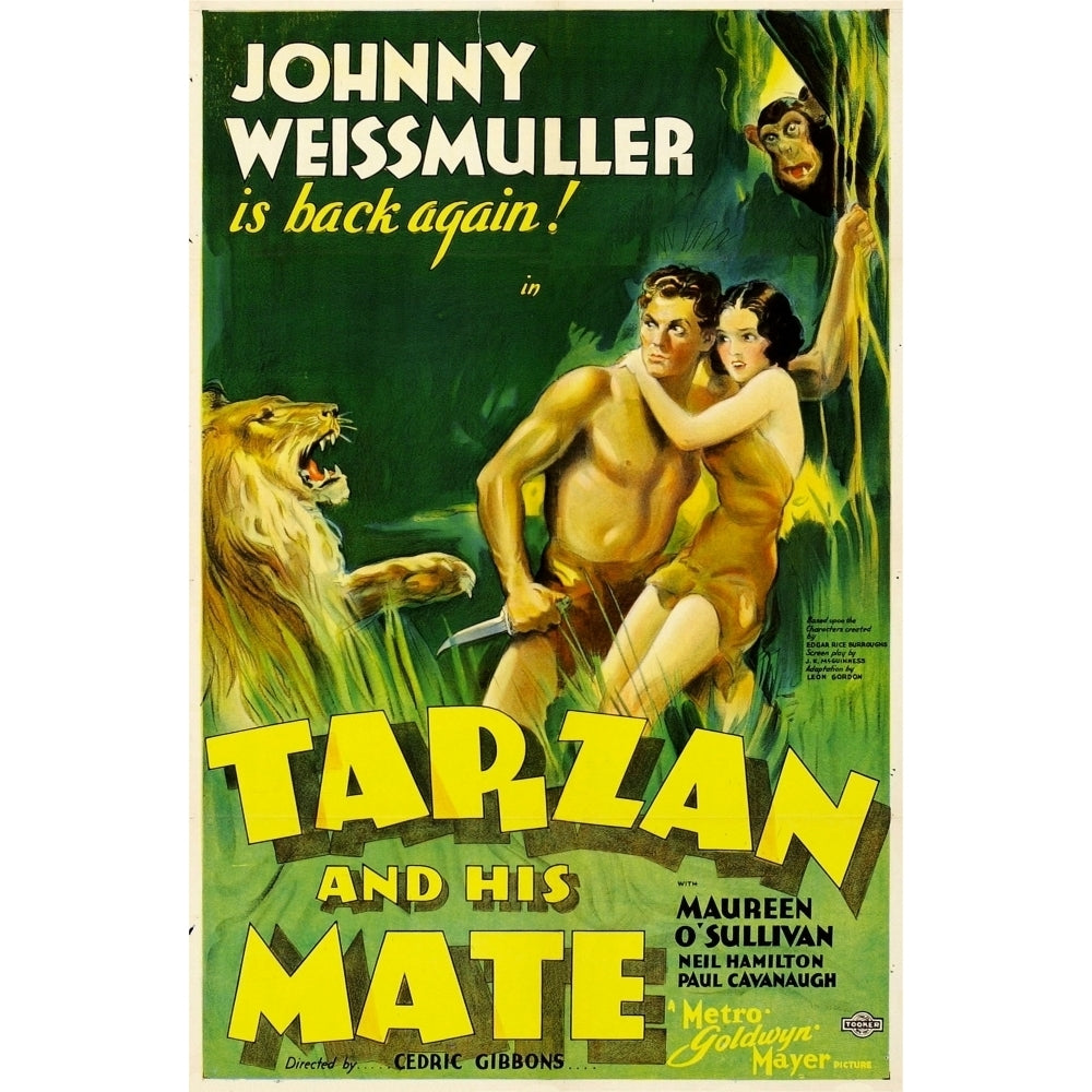 Tarzan And His Mate Johnny Weissmuller Maureen OSullivan 1934 Movie Poster Masterprint Image 2