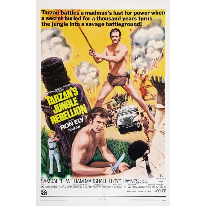 TarzanS Jungle Rebellion Top And Bottom: Ron Ely As Tarzan On Poster Art 1967 Movie Poster Masterprint Image 1