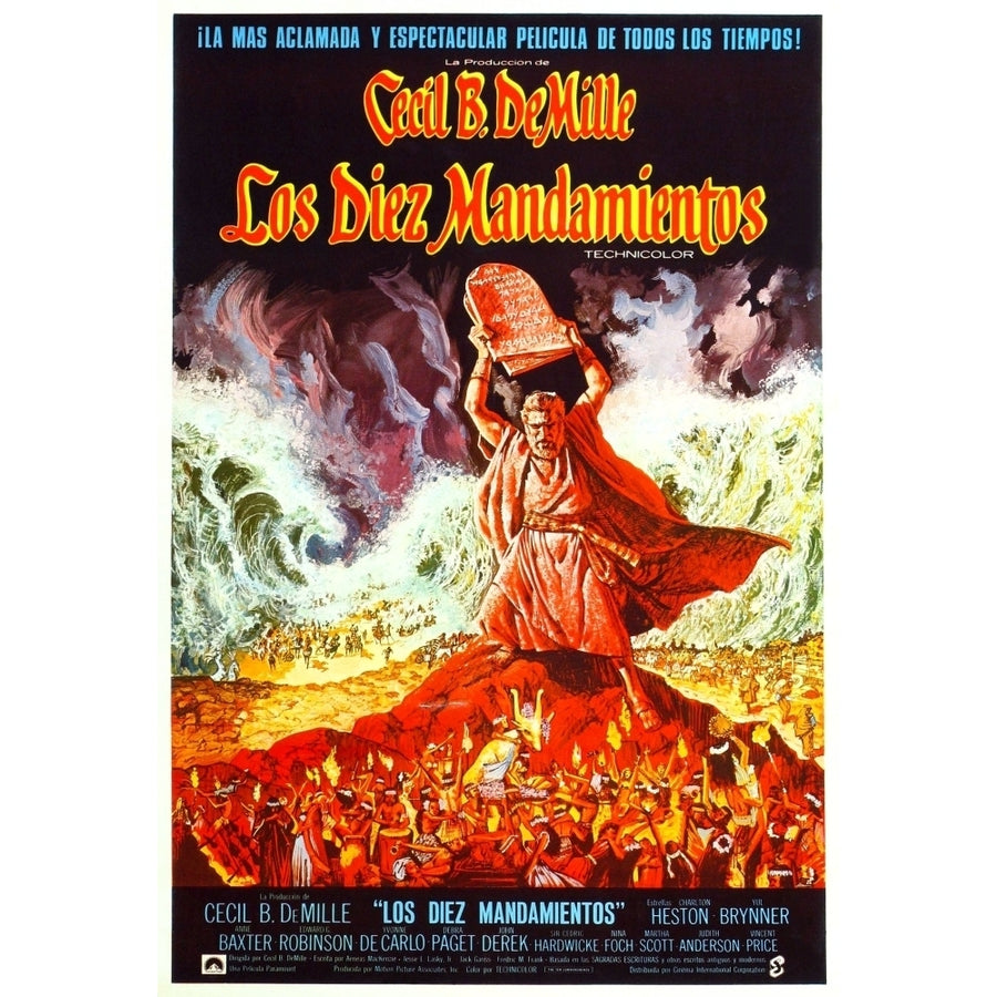 The Ten Commandments Charlton Heston On Spanish Poster Art 1956. Movie Poster Masterprint Image 1