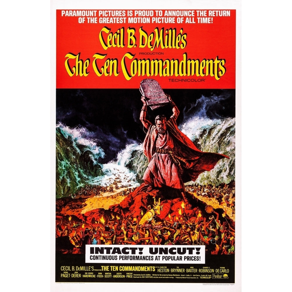 The Ten Commandments 1972 Re-Release Poster Charlton Heston On Poster Art 1956. Movie Poster Masterprint Image 2