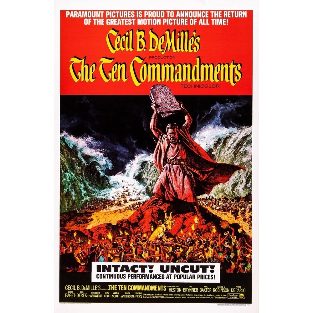 The Ten Commandments 1972 Re-Release Poster Charlton Heston On Poster Art 1956. Movie Poster Masterprint Image 1