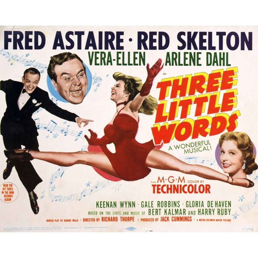 Three Little Words Fred Astaire Red Skelton Vera-Ellen Arlene Dahl 1950 Movie Poster Masterprint Image 1