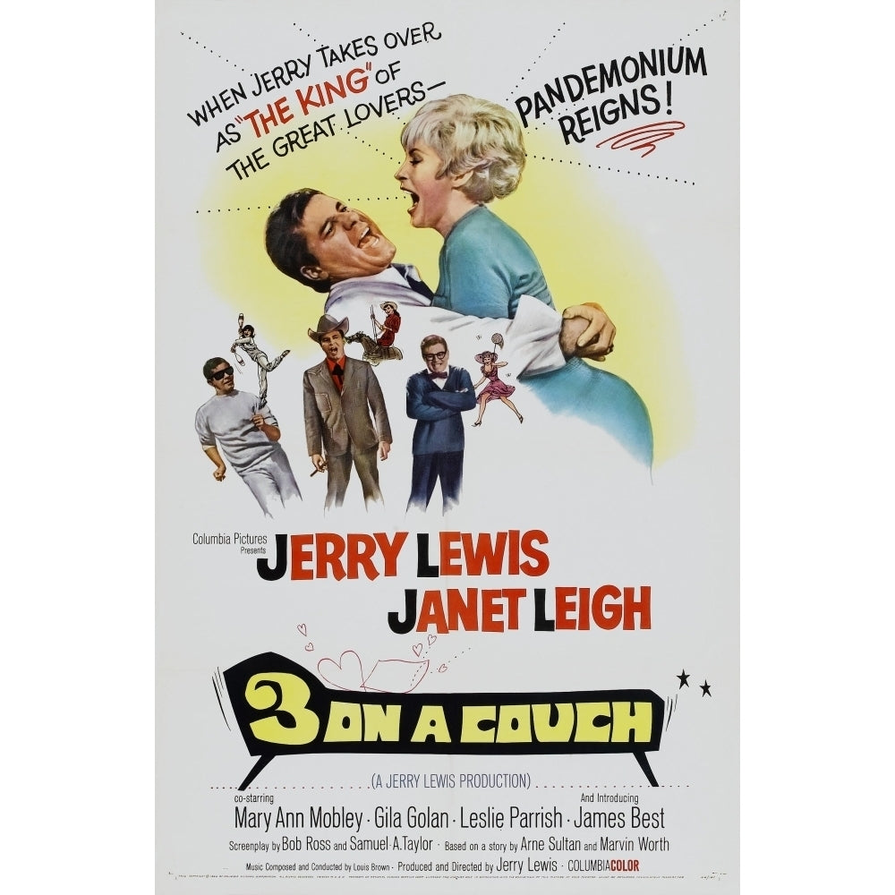 3 On A Couch Us Poster From Left: Jerry Lewis Janet Leigh 1966 Movie Poster Masterprint Image 1