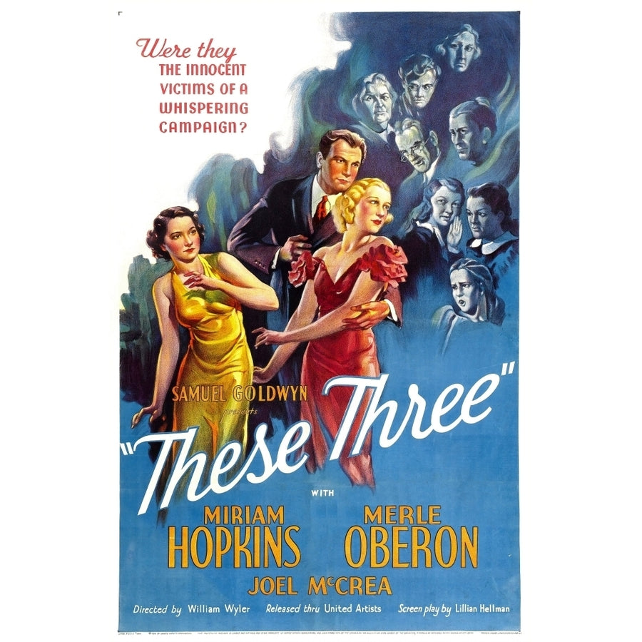 These Three From Left: Merle Oberon Joel Mccrea Miriam Hopkins 1936 Movie Poster Masterprint Image 1