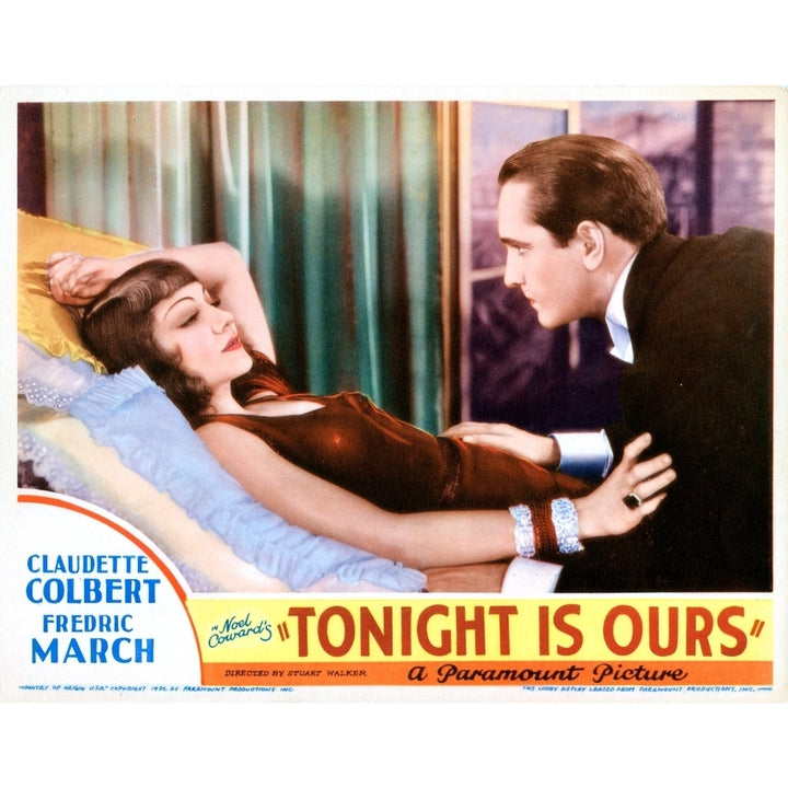 Tonight Is Ours Us Lobbycard From Left Claudette Colbert Fredric March 1933 Movie Poster Masterprint Image 1