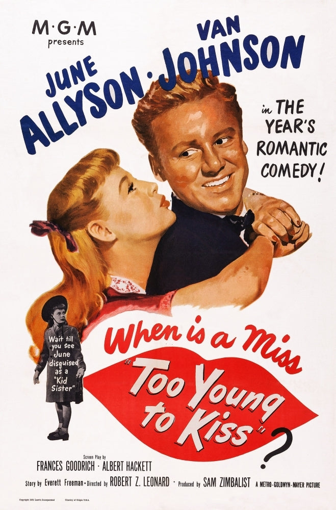 Too Young To Kiss Us Poster Art From Left: June Allyson Van Johnson 1951 Movie Poster Masterprint Image 1